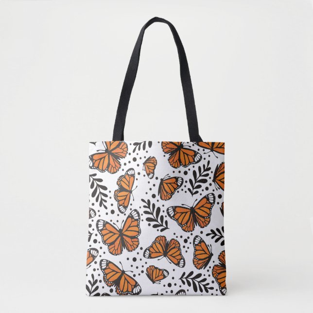 Tote Bag Motif sans couture de papillon monarque dessiné à  (Devant)