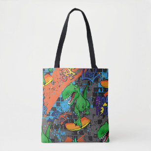 Tote Bag Motif sans couture de skateboard de dinosaure cool