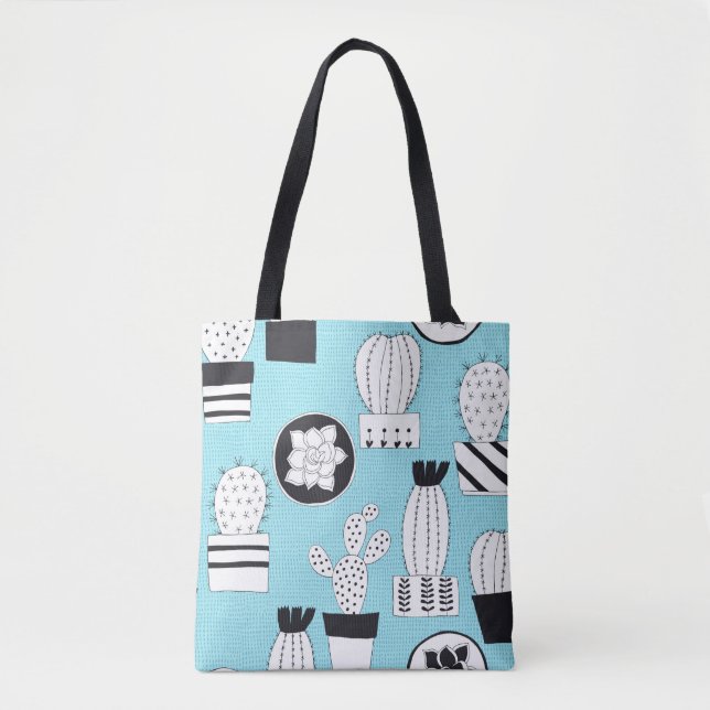 Tote Bag Motif sans couture dessiné à la main avec cactus e (Devant)