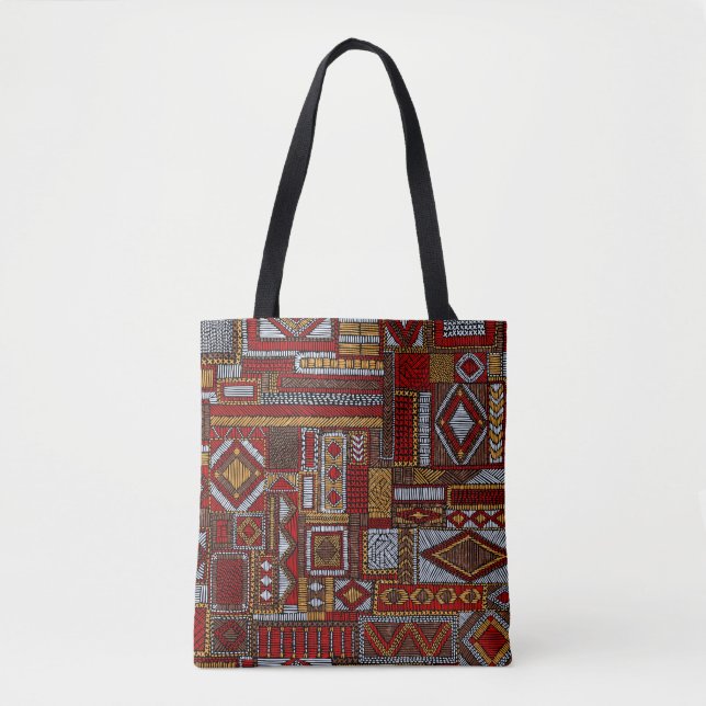 Tote Bag Motif sans couture en style patchwork. E brodé (Devant)