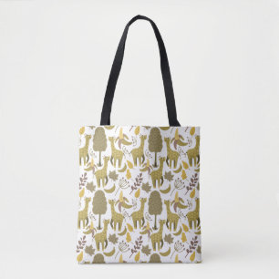 Tote Bag Motif sans couture Giraffe jaune blanc arrière - p