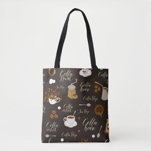 Tote Bag Motif sans couture sur le thème du thé et du café  (Devant)