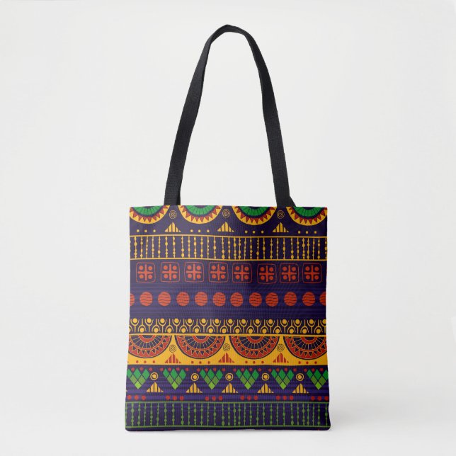 Tote Bag Motif sans couture tribale.  (Devant)