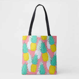 Tote Bag Motif sans couture tropicale aux ananas exotiques.