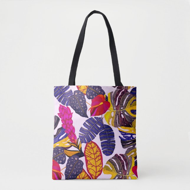 Tote Bag Motif sans faille créative avec feuilles tropicaux (Devant)