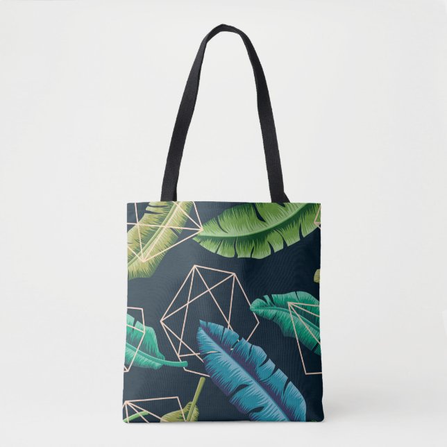 Tote Bag Motif sans soudure feuille avec li polygonal abstr (Devant)