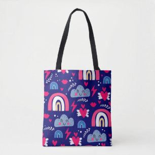 Tote Bag Motif sans soudure pour enfants, arc-en-ciel, nuag