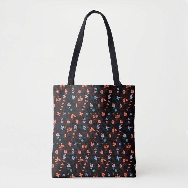 Tote Bag Motif simple à fleurs noires (Devant)