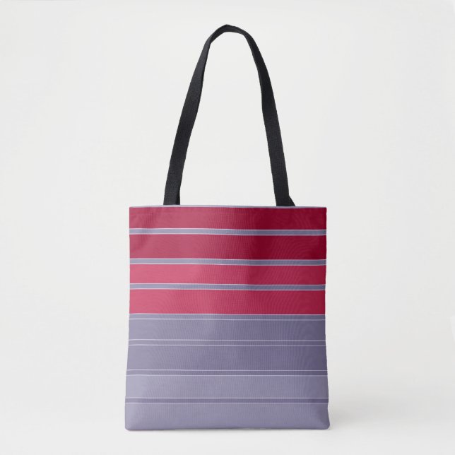 Tote Bag Motif simple rayé rouge et gris (Devant)