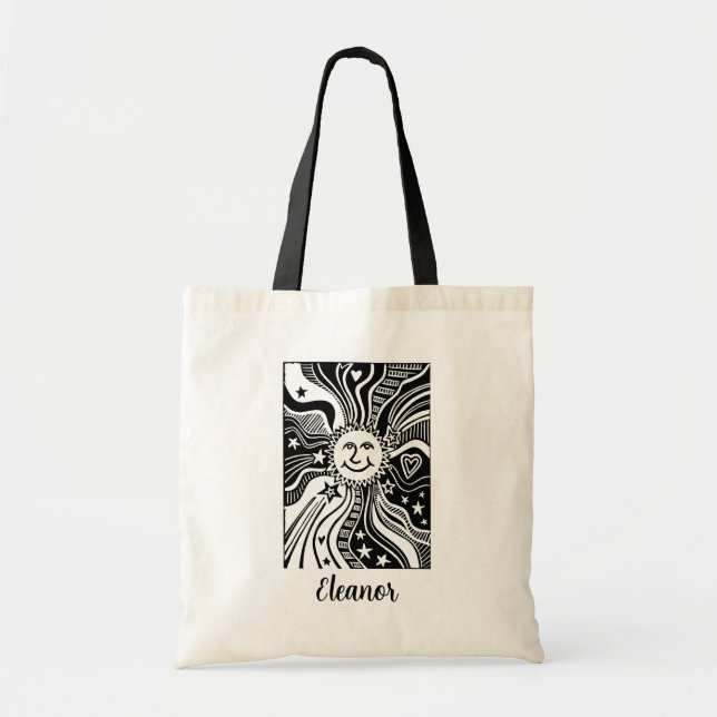 Tote Bag Motif Soleil Personnalisé  (Devant)