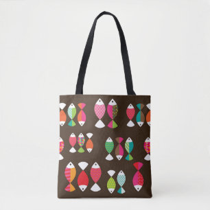 Tote Bag Motif sous-marin 2 de rétros poissons abstraits