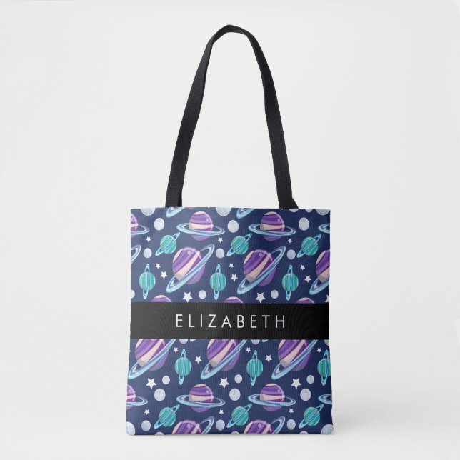 Tote Bag Motif spatial, Planètes, Étoiles, Galaxie, Votre n (Devant)