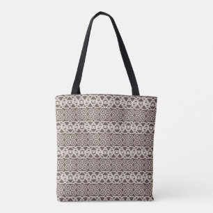 Tote Bag Motif spirale abstrait moderne sur marron