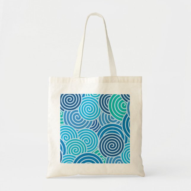Tote Bag Motif spirale bleu moderne (Devant)