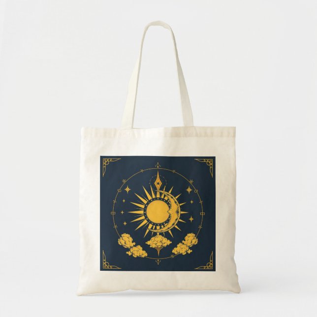 Tote Bag Motif Stellaire d'Astrologie Bohème Céleste (Devant)