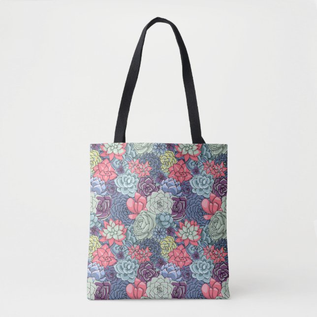 Tote Bag Motif succulent coloré (Devant)