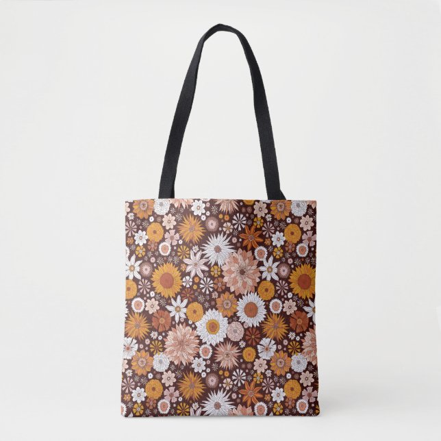 Tote Bag Motif super Retro Flower Garden (Devant)