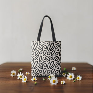 Tote Bag Motif sur le beige avec un croquis noir