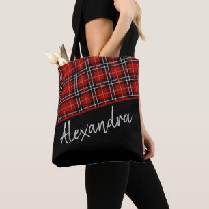 Tote Bag Motif Tartan rouge écossais Personnalisé