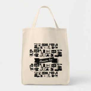 Tote Bag Motif téléphonique noir rétro personnalisé