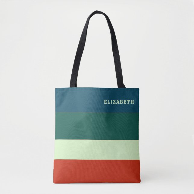 Tote Bag Motif tendance à rayures personnalisées (Devant)