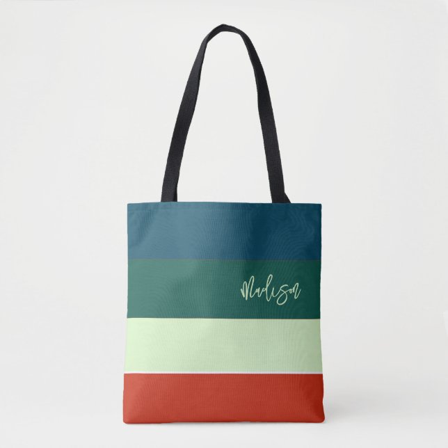 Tote Bag Motif tendance à rayures personnalisées (Devant)