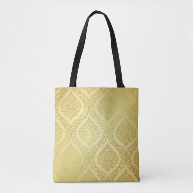Tote Bag Motif thaïlandais suprême or arrière-terrain thaï, (Devant)