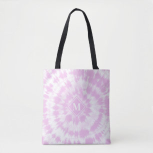 Tote Bag Motif Tie Dye Monogrammé Rose Féminin