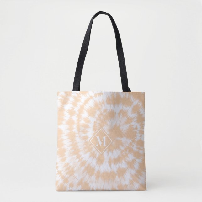 Tote Bag Motif Tie Dye Orange Monogramme Féminin (Devant)