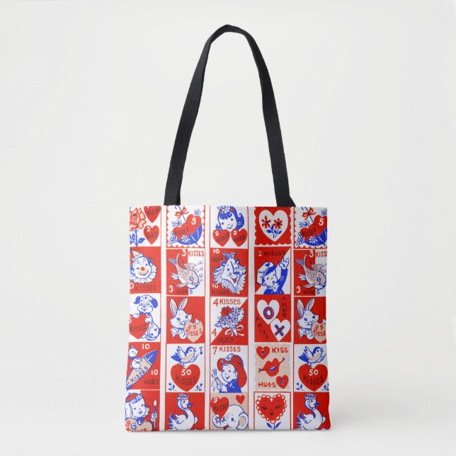 Tote Bag Motif timbre de la Saint-Valentin vintage des anné (Devant)