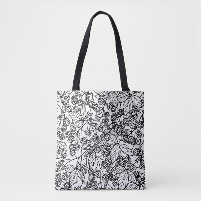 Tote Bag Motif tiré à la main des framboises (Devant)