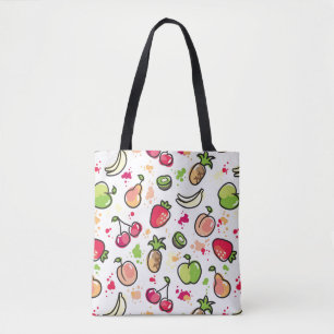 Tote Bag motif tiré par la main de fruits