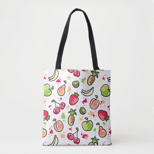 Tote Bag motif tiré par la main de fruits (Devant)
