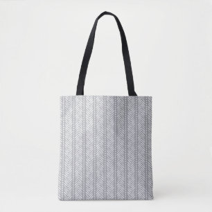 Tote Bag Motif tiré par la main gris de Chevron