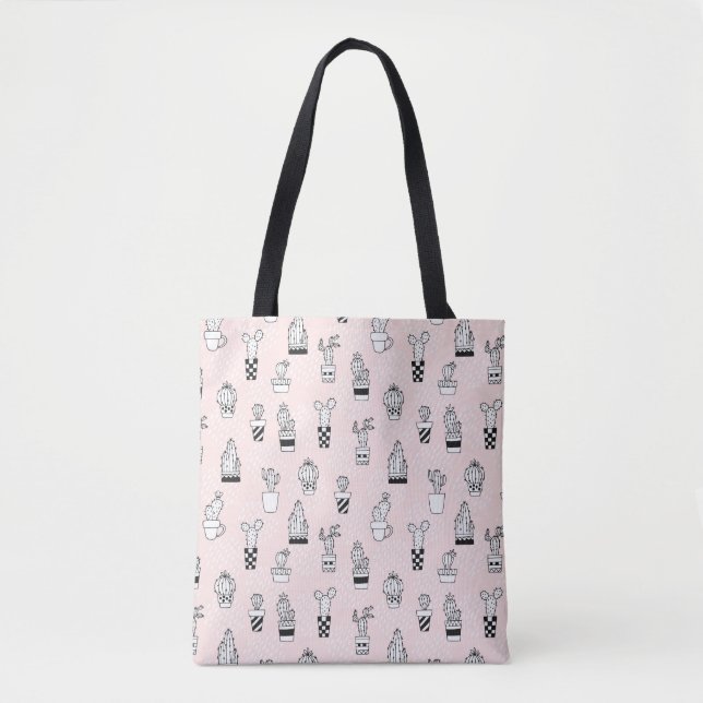 Tote Bag Motif tiré par la main mignon de cactus (Devant)