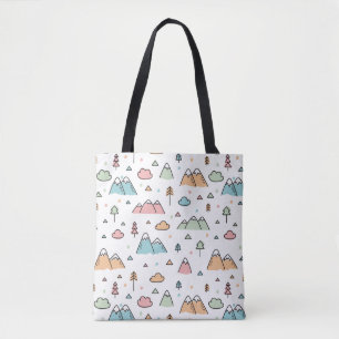 Tote Bag Motif tiré par la main mignon de scène de montagne