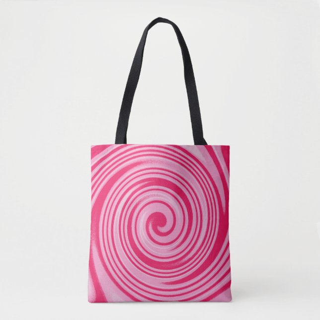 Tote Bag Motif tourbillon rouge et rose (Devant)