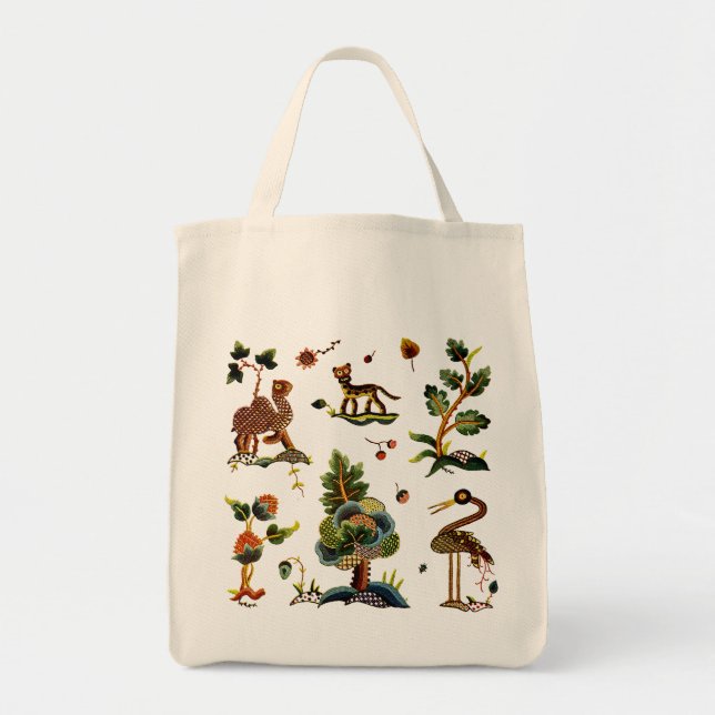 Tote Bag Motif traditionnel de broderie jacobéenne (Devant)
