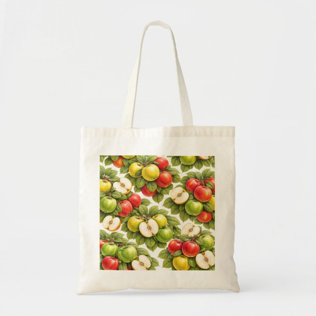 Tote Bag Motif tranche de pomme mixte (Devant)