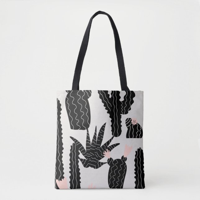 Tote Bag Motif transparent avec illustration cactus (Devant)