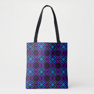 Tote Bag Motif transparent bleu et noir avec géométrie simp