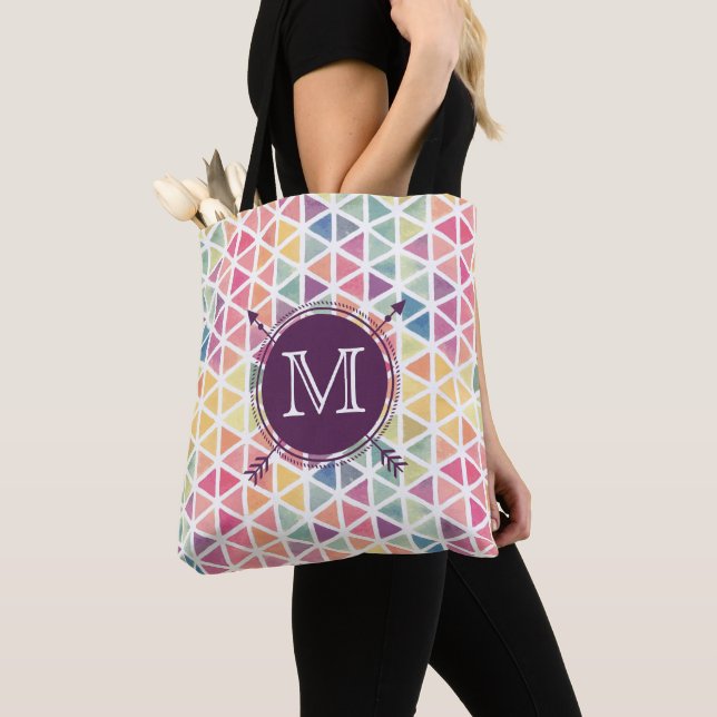Tote Bag Motif triangle aquarelle personnalisé Fourre-tout (De près)