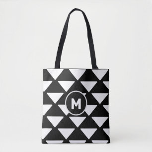 Tote Bag Motif Triangle Noir et Blanc Moderne
