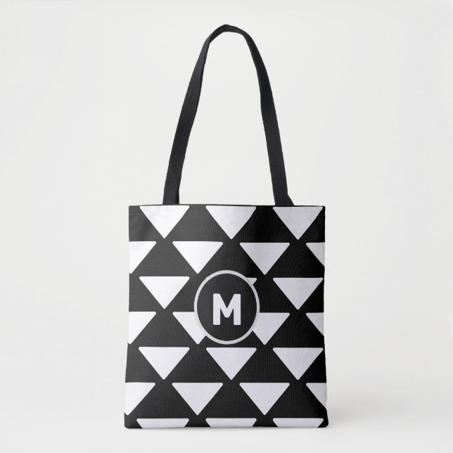 Tote Bag Motif Triangle Noir et Blanc Moderne (Devant)