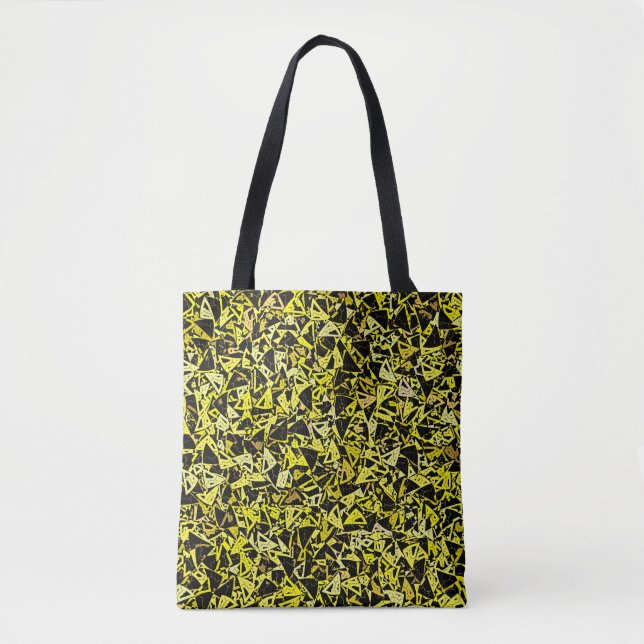Tote Bag Motif Triangle Noir Jaune (Devant)