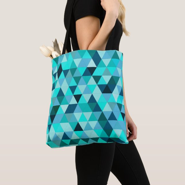 Tote Bag Motif Triangles Turquoise moderne (De près)