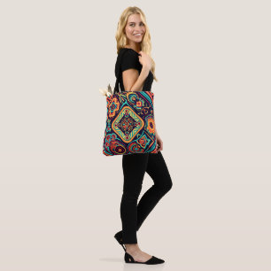 Tote Bag Motif tribal Abstrait et dynamique de Huichol