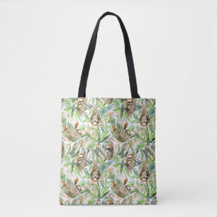 Tote Bag Motif tropical de paresse d'aquarelle