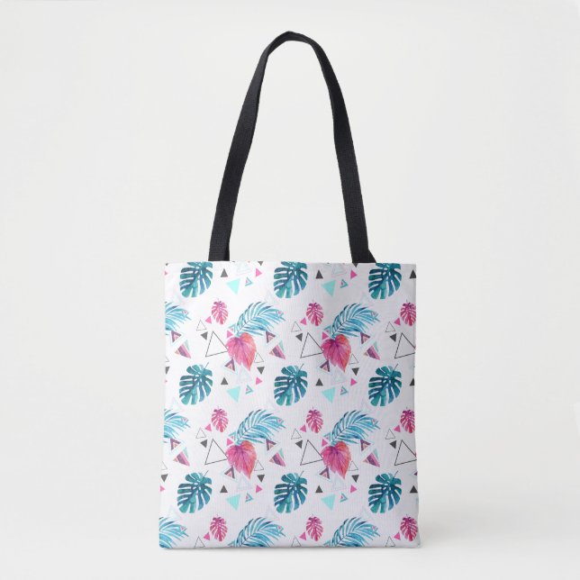 Tote Bag Motif tropical de triangle de feuille (Devant)