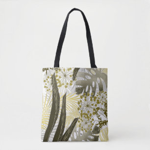 Tote Bag Motif tropical feuilles de palmier monstera exotiq